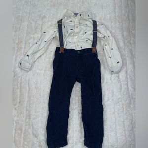 Boys OshKosh blue and white overalls